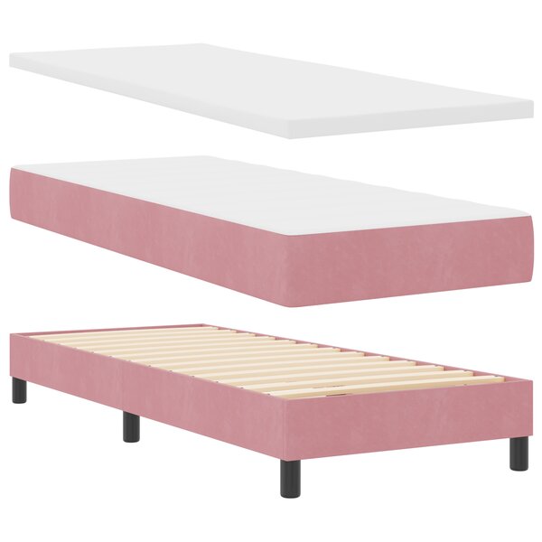 vidaXL Lit à Sommier avec Matelas Rose 80x200 cm Velours