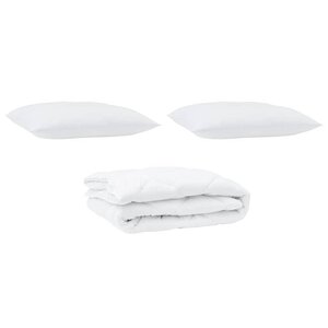 vidaXL Couette avec oreiller 3 Pièces Blanc Microfibre