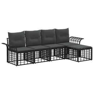 vidaXL Ensemble de canapés d'extérieur 5 Pièces Noir et Gris foncé