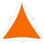 vidaXL Voile de parasol Tissu Oxford triangulaire 3 6x3 6x3 6 m Orange