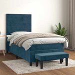vidaXL Sommier à lattes de lit avec matelas Bleu foncé 90x200 cm