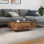 Table basse vidaXL avec lumières LED en bois ancien 85x55x31 cm