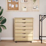 vidaXL Cabinet Roulant avec Tiroirs avec roue MOSS Vernis transparent