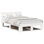vidaXL Cadre de lit avec tête de lit blanche 120x200 cm Bois massif de pin