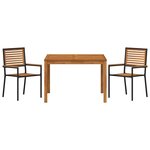 vidaXL Ensemble de salle à manger pour jardin 3 Pièces Noir Poly rotin