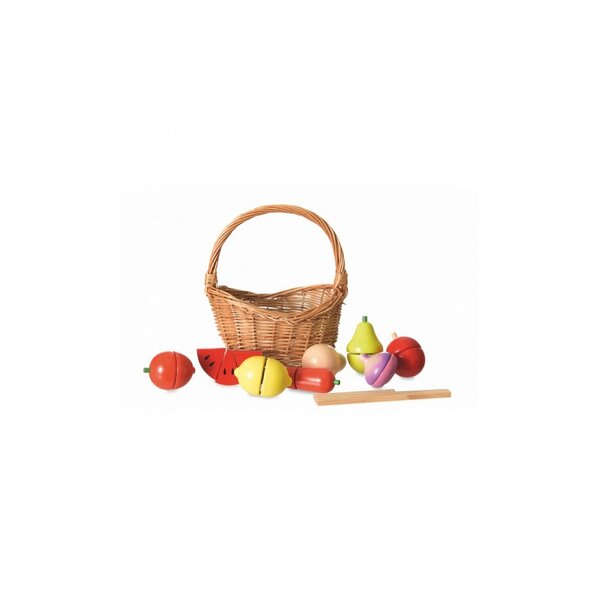 Set de fruits et legumes en bois  dans son panier