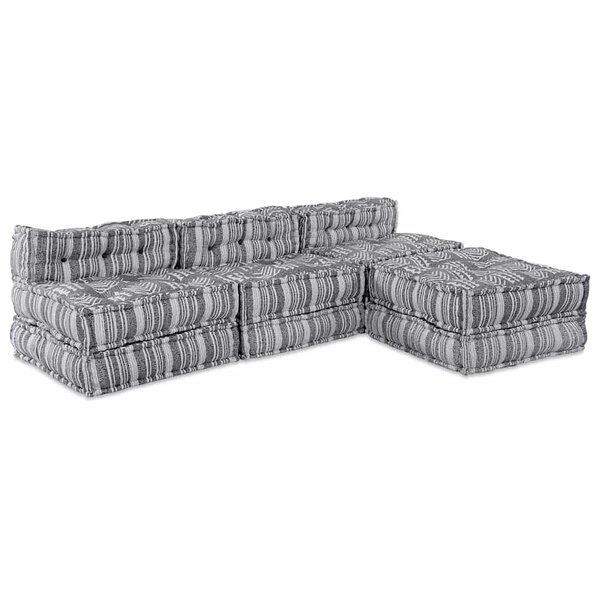 vidaXL Canapé modulaire Rayé 4 Pièces Gris clair 70 x 70 x 56 cm tissu