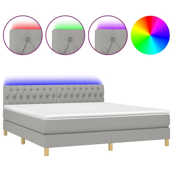 vidaXL Sommier à lattes de lit matelas LED Gris clair 160x200 cm Tissu