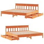 vidaXL Cadre de lit sans matelas cire marron 200x200cm bois pin massif