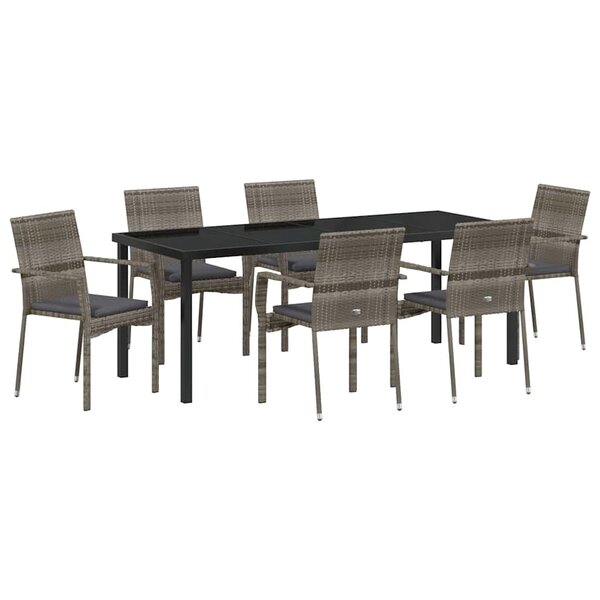 vidaXL Ensemble de salle à manger pour jardin 7 Pièces Gris polyrotin