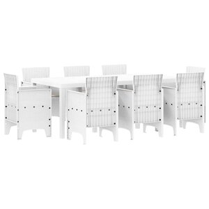 vidaXL Ensemble de salle à manger pour jardin 9 Pièces Blanc Rattan Polt