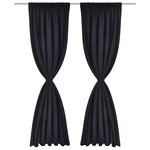 2 Pièces Rideau Blackout Occultant Noir Tête à Fente 135 x 245 cm