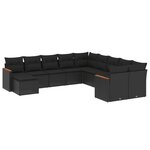 vidaXL Salon de jardin 11 Pièces avec coussins noir résine tressée