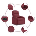 vidaXL Fauteuil inclinable électrique Rouge bordeaux Tissu