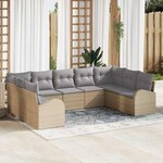 vidaXL Ensemble de canapé de jardin 9 Pièces Beige Poly rotin