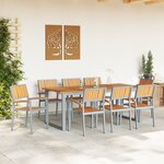 vidaXL Set de salle à manger de jardin en 9 pièces en acier gris et bois d'acacia massif