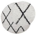 vidaXL Tapis shaggy à poils longs moderne crème et noir Ø 240 cm