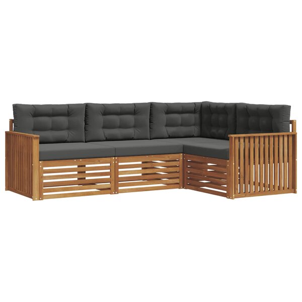 vidaXL Ensemble de canapés d'extérieur 4 Pièces Naturel et Anthracite