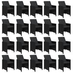 vidaXL Ensemble à dîner de jardin coussins 21 Pièces Noir Résine tressée