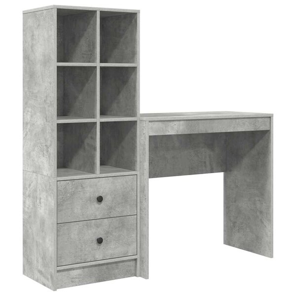 vidaXL Bureau avec rangement 2 Pièces Gris béton 80 x 40 x 76 cm