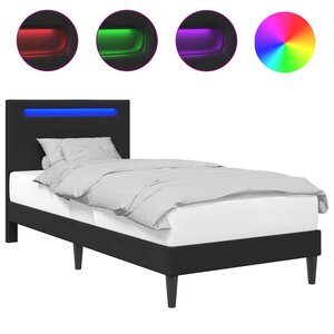 vidaXL Cadre de lit avec bandes LED Noir 90 x 190 cm Simili cuir