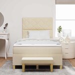 vidaXL Lit à ressorts avec tête de lit Crème 200 x 120 cm tissu