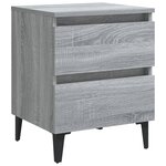 vidaXL Table de chevet avec pieds en métal Sonoma gris 40x35x50 cm