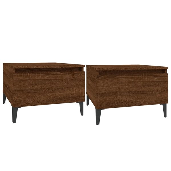 vidaXL Tables d'appoint 2 Pièces Chêne marron 50x46x35 cm Bois ingénierie