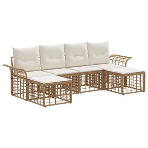 vidaXL Ensemble de canapés d'extérieur 6 Pièces Blanc Naturel et Crème