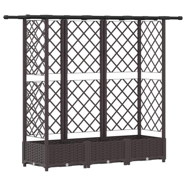 vidaXL Lit Élevé avec Treillis et Toit Marron 164 x 40 x 121 cm PP