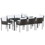 vidaXL Ensemble de salle à manger pour jardin 9 Pièces Marron Poly rotin