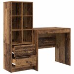 vidaXL Bureau avec tiroir avec étagère avec stockage 2 Pièces Bois ancien