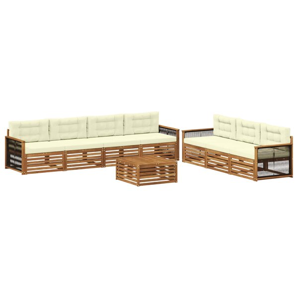 vidaXL Ensemble de canapés d'extérieur 8 Pièces Naturel et Crème