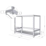 Lit cabane enfant BUNKY 90 x 160 gris clair