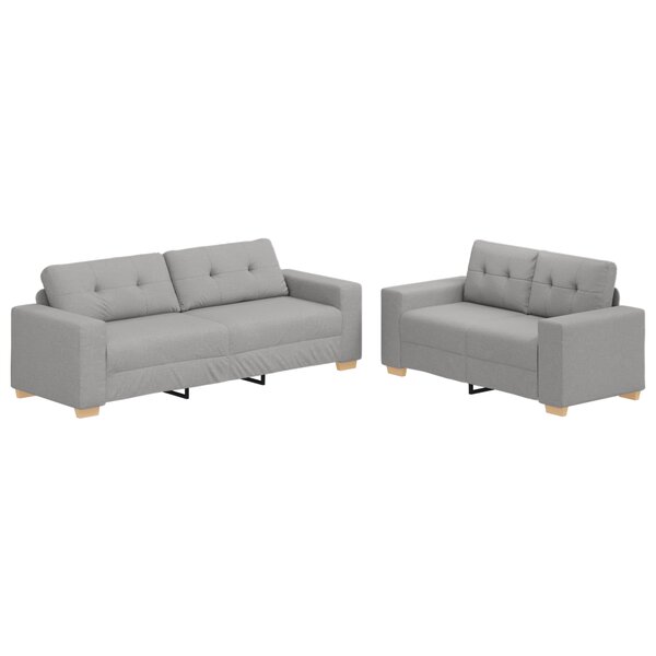 vidaXL Ensemble de Canapés 2 Pièces avec Coussins Tissu Gris Nuage