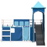 vidaXL Lit superposé sans matelas avec toboggan et rideaux 90x190 cm