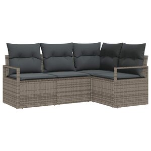 vidaXL Ensemble de canapé de jardin 4 Pièces Gris Poly rotin