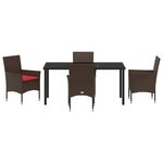 vidaXL Ensemble table et chaises avec coussin 5 Pièces Marron Rotin PE