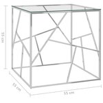 vidaXL Table basse Argenté 55x55x55 cm Acier inoxydable et verre