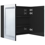 vidaXL Armoire de salle de bain à miroir LED noir brillant 80x12x68 cm