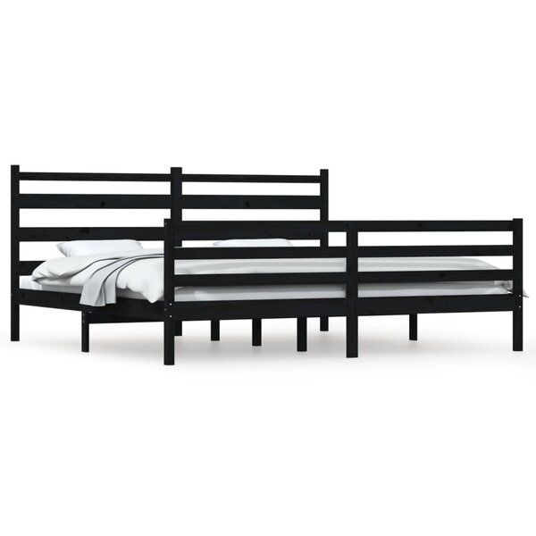 vidaXL Cadre de lit sans matelas bois massif de pin 200x200 cm noir