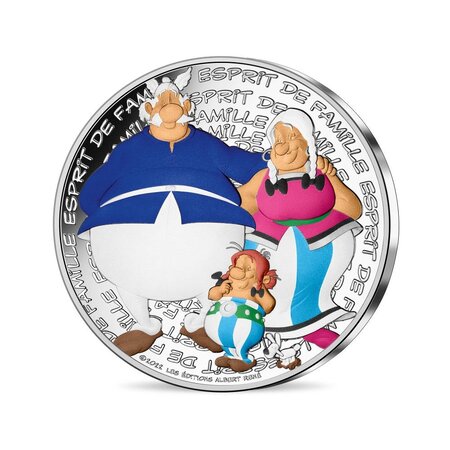 Astérix - les caractères bien frappés - l'esprit de famille - monnaie de 50€ argent colorisée