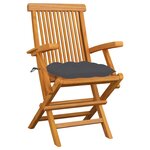 vidaXL Chaises de jardin avec coussins anthracite 6 Pièces Bois de teck