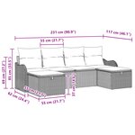 Ensemble de Canapé de Jardin vidaXL 6 Pièces avec Coussins Noir Rotin Poly