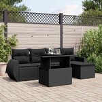 vidaXL Salon de jardin 6 Pièces avec coussins noir résine tressée