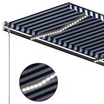 vidaXL Auvent automatique capteur de vent et LED 3x2 5 m Bleu et blanc