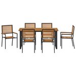 vidaXL Ensemble de salle à manger pour jardin 7 Pièces Noir