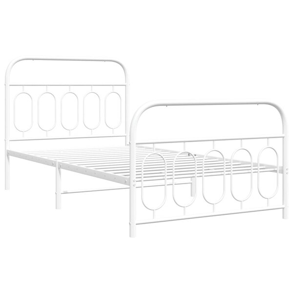 vidaXL Cadre de lit métal avec tête de lit/pied de lit blanc 100x200cm
