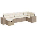 vidaXL Salon de jardin avec coussins 7 Pièces beige résine tressée