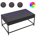 vidaXL Table basse avec LED infini noir 90x50x41 cm